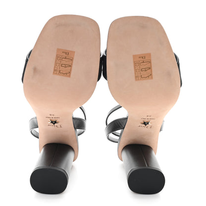 Christian Dior Canvas Embroidered Dway 80mm Sandals 38 Black 6 of 9