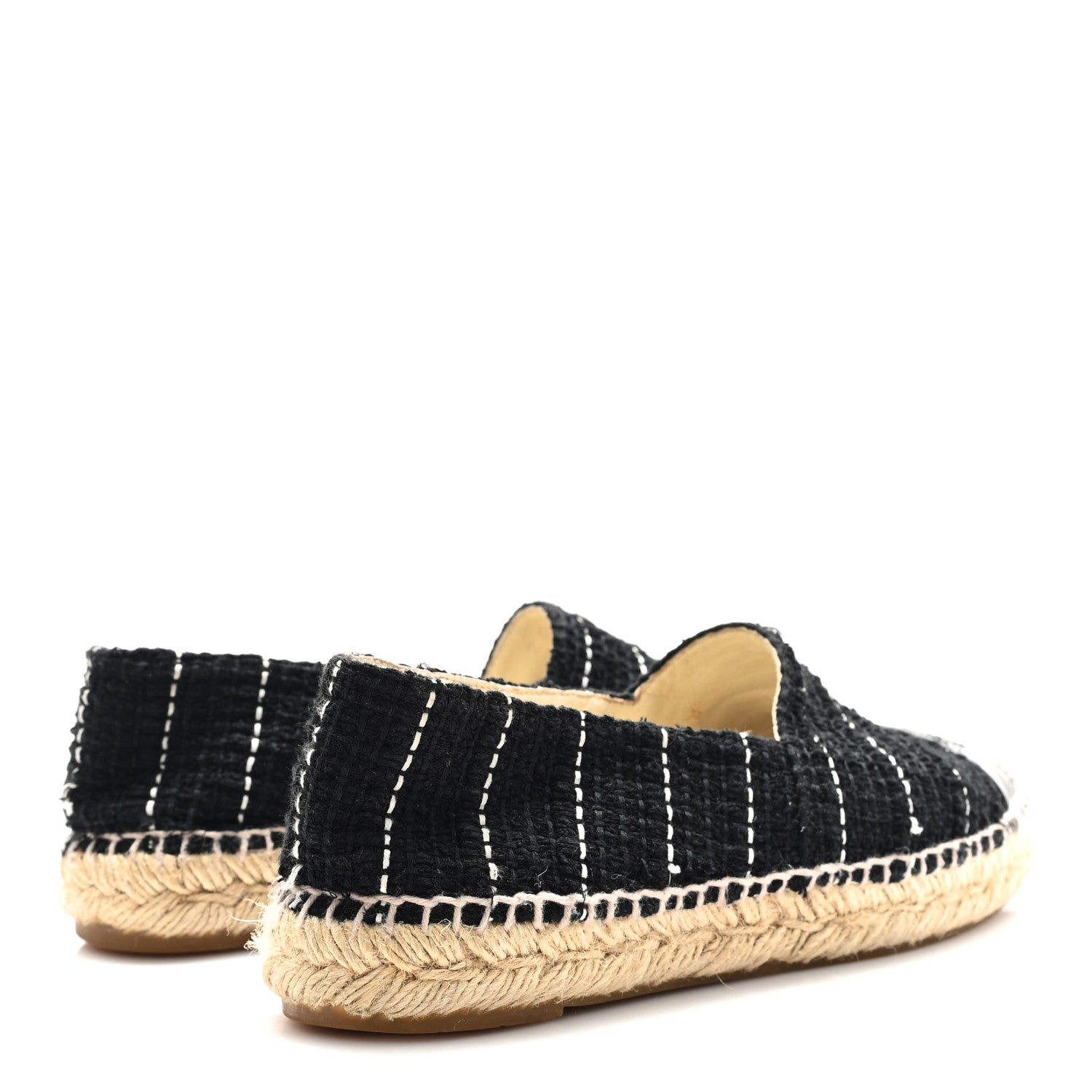 Chanel Tweed Patent CC Espadrilles 36 Black White 5 of 10