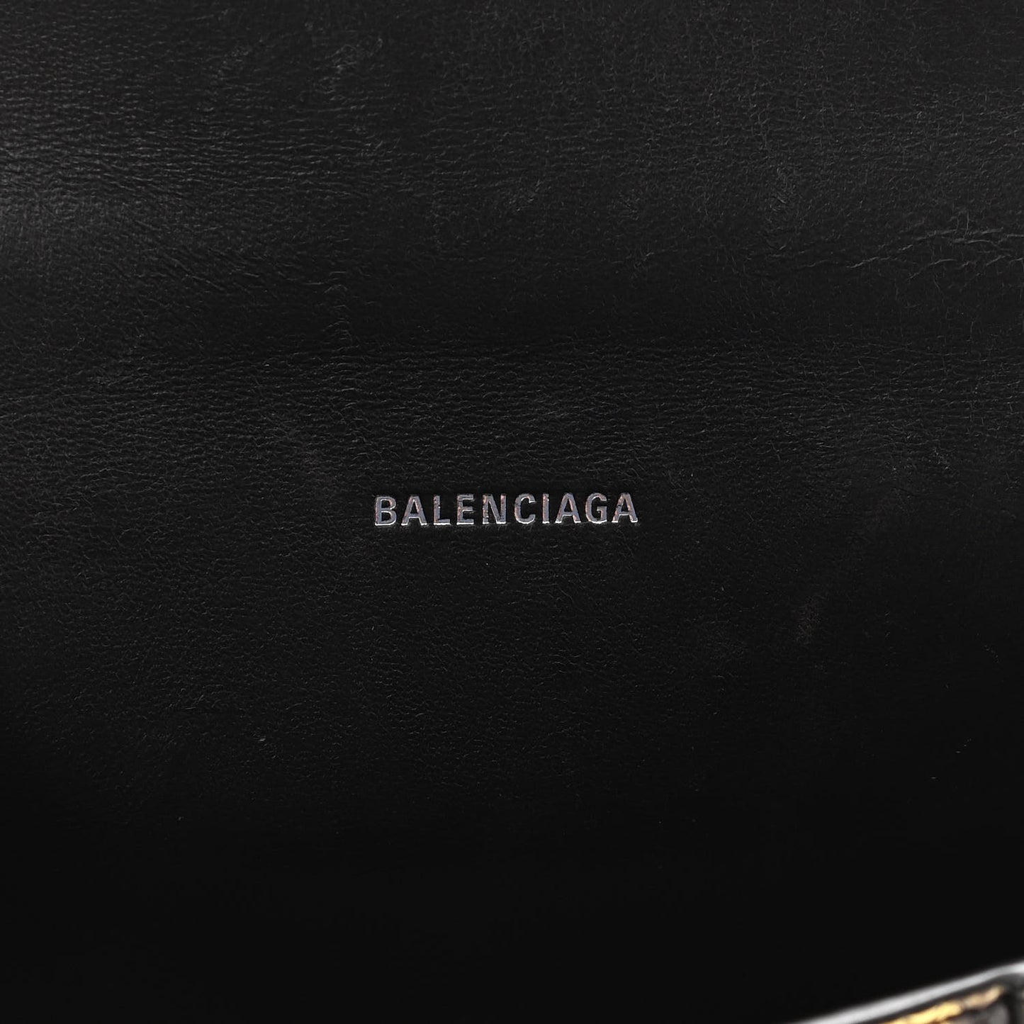 Shiny Calfskin Snakeskin Embossed Hourglass Top Handle Bag XS Gold Black