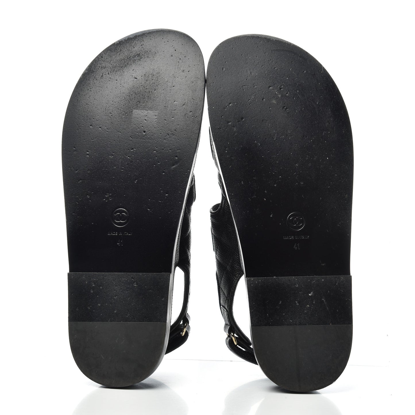 Grained Calfskin Velcro Dad Sandals 41 Black