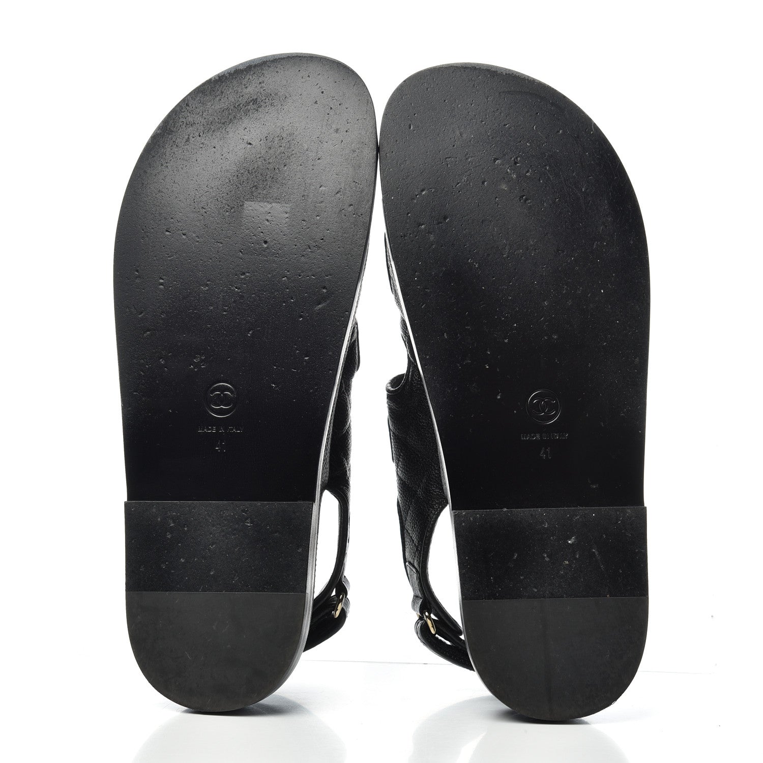 Chanel Grained Calfskin Velcro Dad Sandals 41 Black 6 of 11