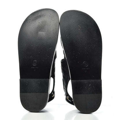 Chanel Grained Calfskin Velcro Dad Sandals 41 Black 6 of 11