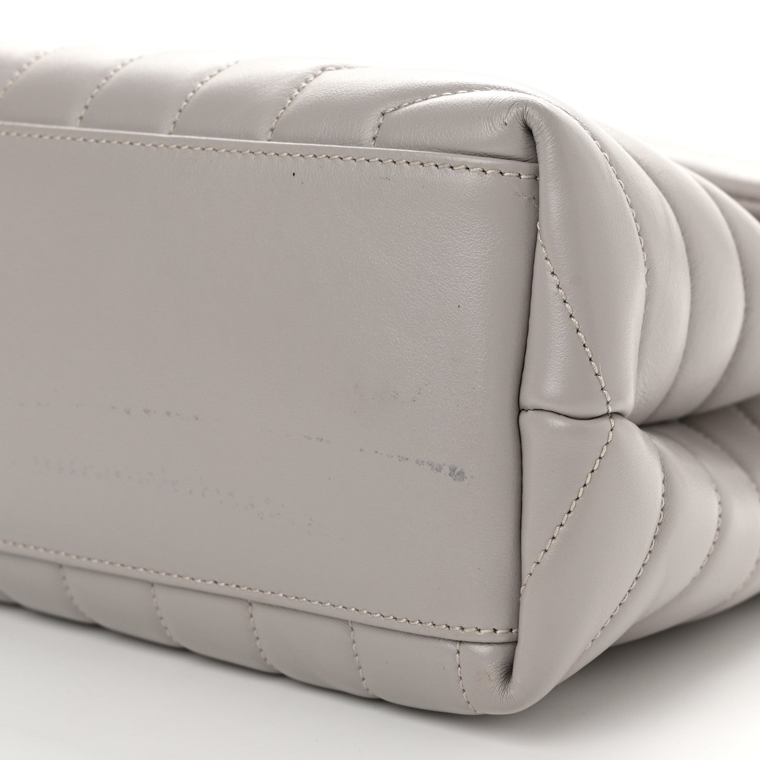 Saint Laurent Calfskin Y Quilted Monogram Medium Loulou Chain Satchel Light Gray 11 of 12