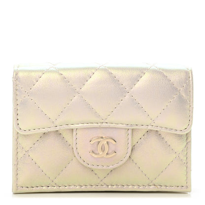 Chanel Iridescent Lambskin Quilted Double Flap Wallet Ivory 1 of 9