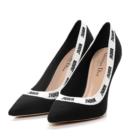 Christian Dior Technical Canvas Ribbon Embroidered J'Adior 100mm Pumps 37 Black 3 of 20