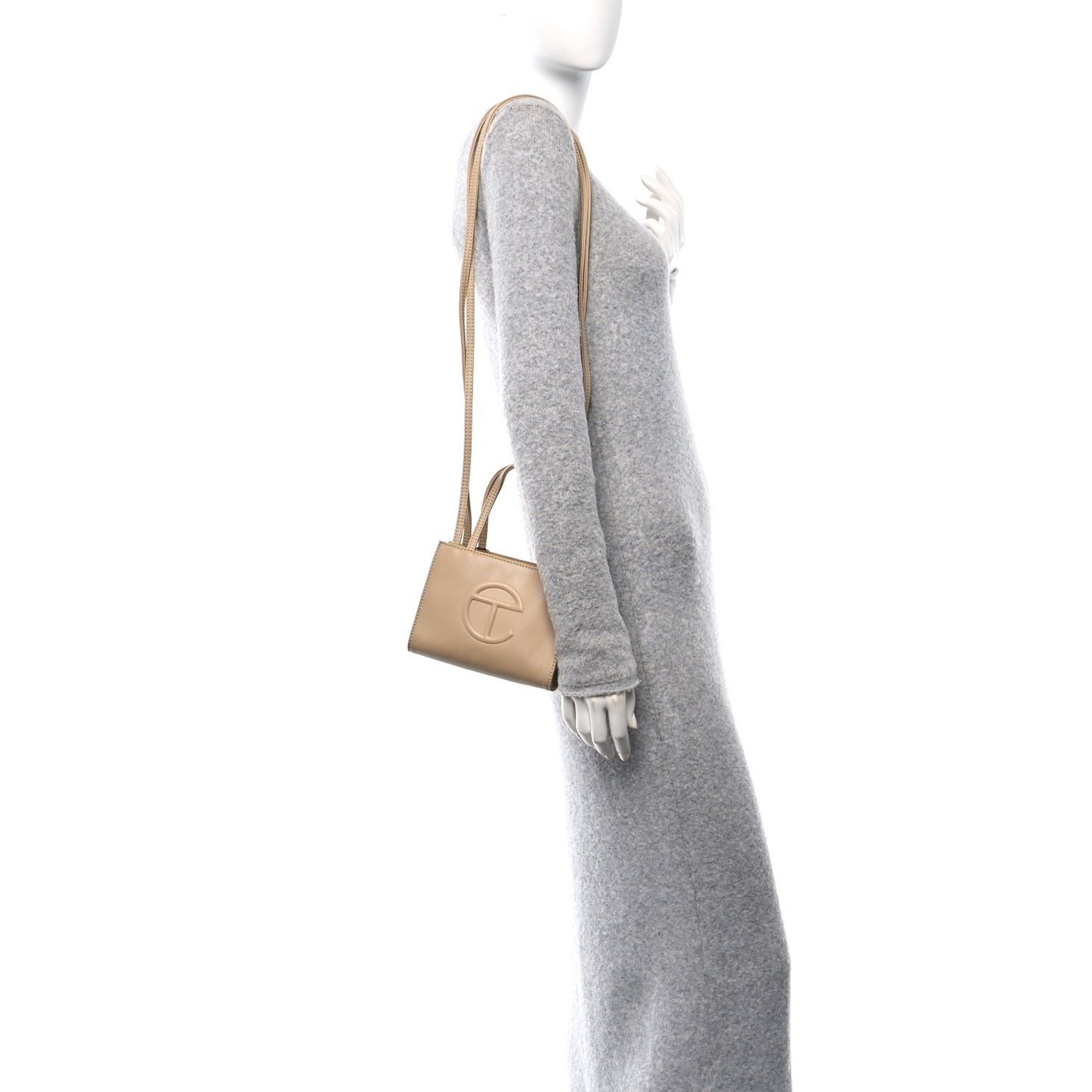 Vegan Leather Small Shopping Bag Cream