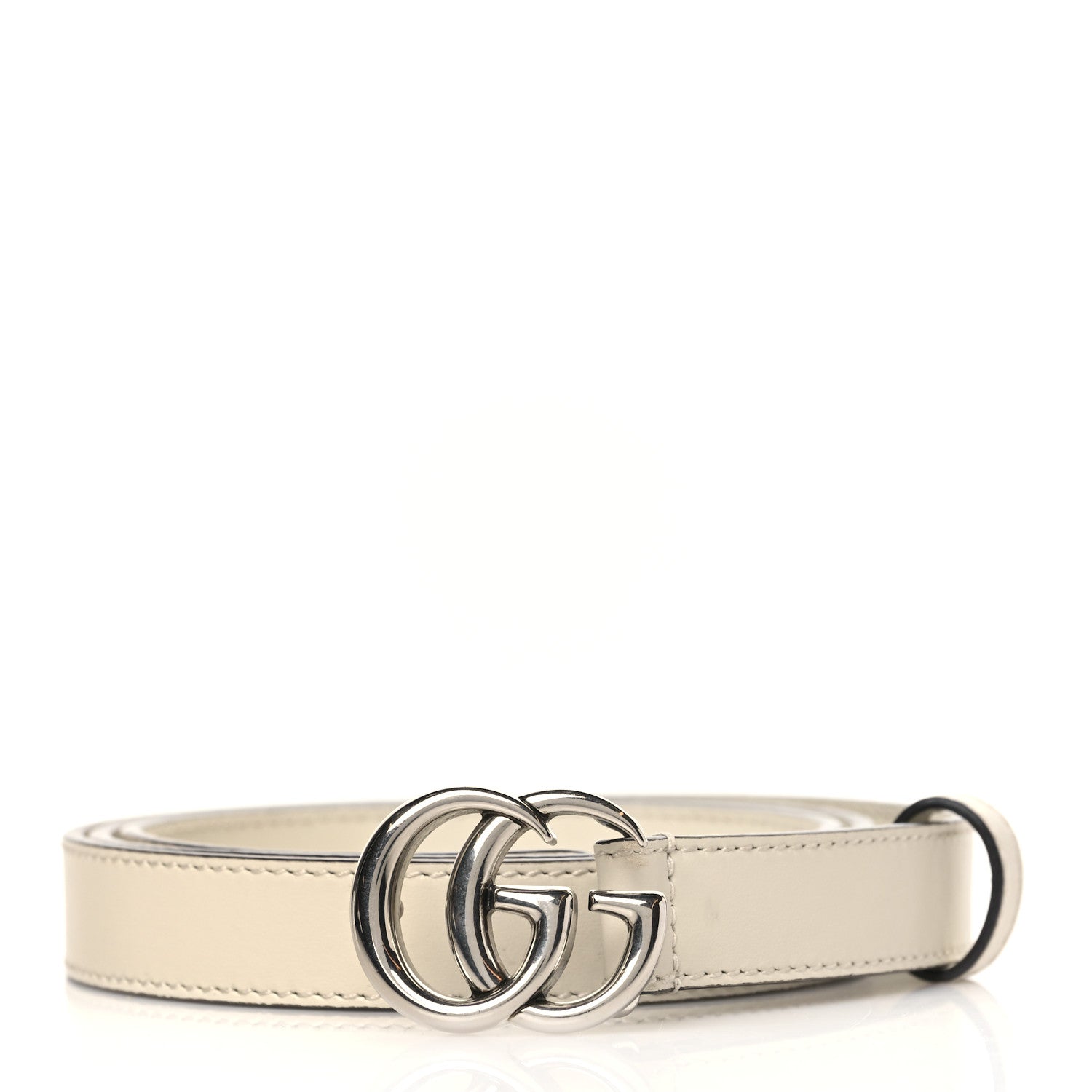 Gucci Plutone Calfskin Palladium Double G 20mm Belt 95 38 Mystic White 1 of 8