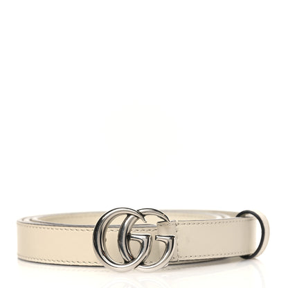 Gucci Plutone Calfskin Palladium Double G 20mm Belt 95 38 Mystic White 1 of 8