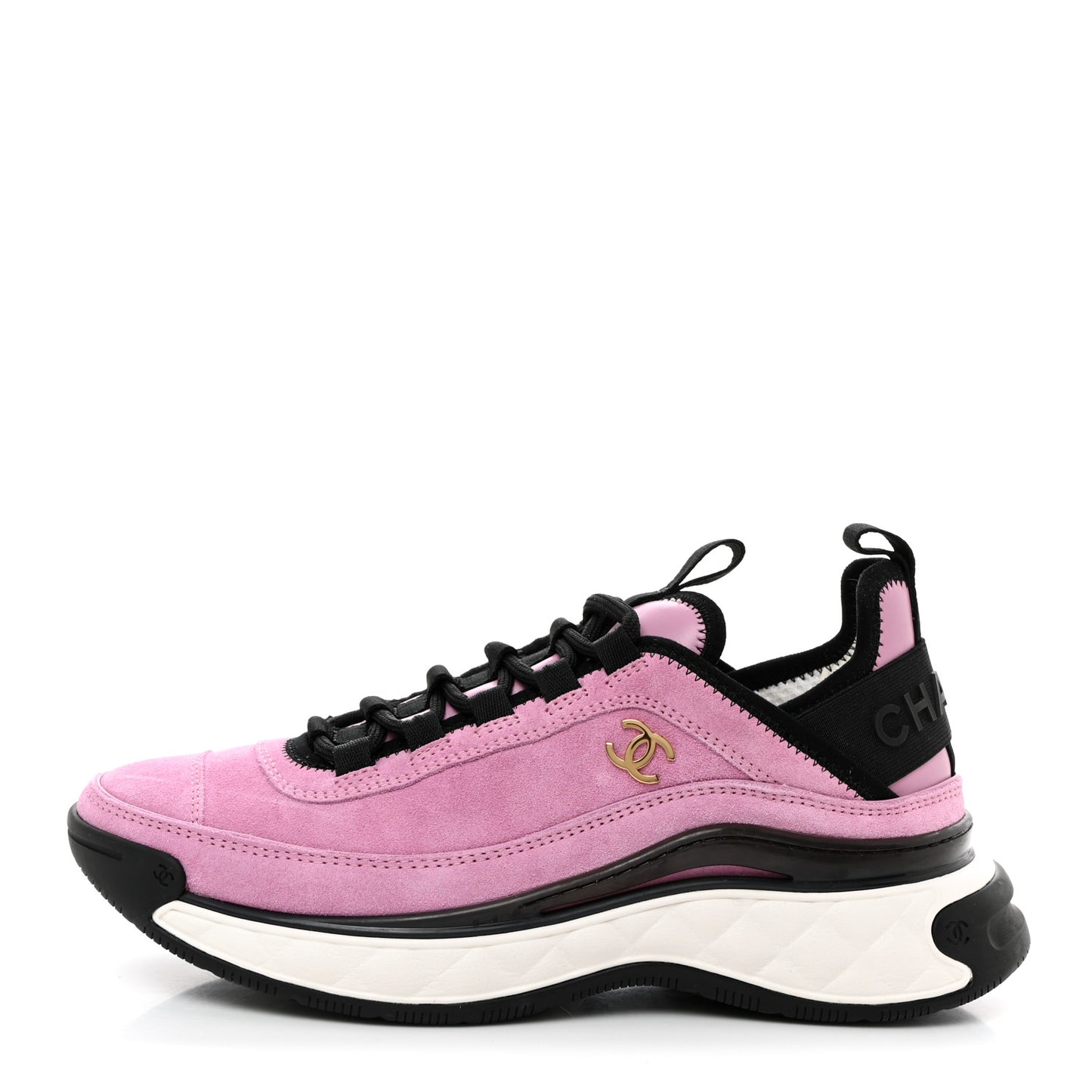 Suede Calfskin Nylon Grosgrain CC Sneakers 36 Dark Pink