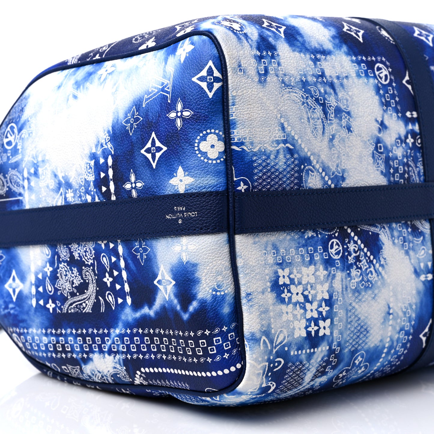 Cowhide Monogram Bandana Keepall Bandouliere 50 Blue