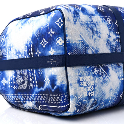 Louis Vuitton Cowhide Monogram Bandana Keepall Bandouliere 50 Blue 8 of 10