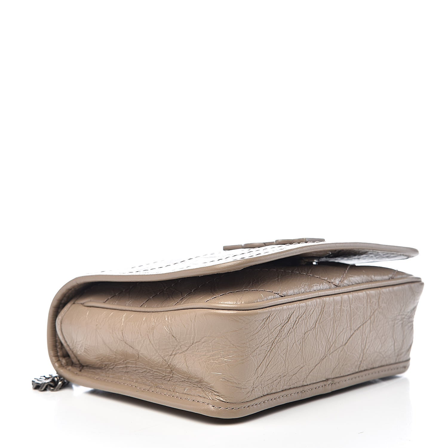 Saint Laurent Crinkled Calfskin Matelasse Monogram Niki Chain Wallet Dusty Grey 4 of 10
