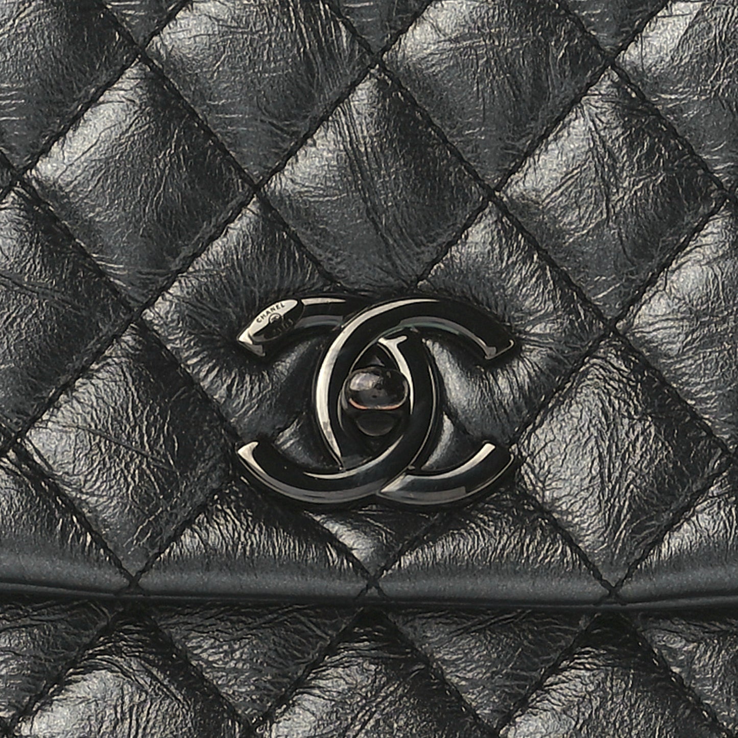 Aged Calfskin Quilted Medium Coco Handle Flap So Black