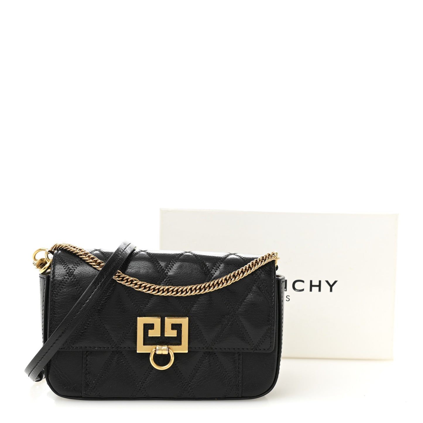Goatskin Quilted GV3 Mini Pocket Convertible Bag Black