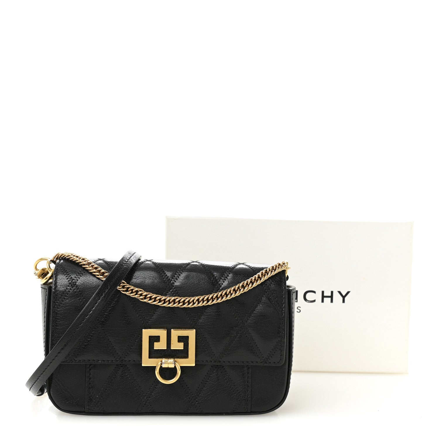 Givenchy Goatskin Quilted GV3 Mini Pocket Convertible Bag Black 11 of 11