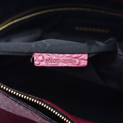 Burberry Heritage Grain Check Embossed Medium Dewsbury Tote Dark Plum 8 of 10