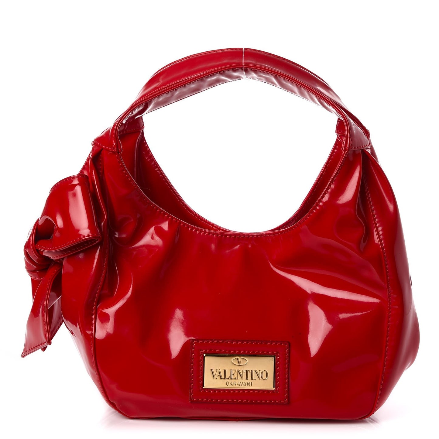 Patent Lacca Small Nuage Bow Hobo Red