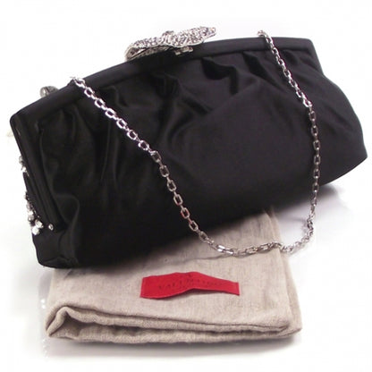 Valentino Garavani Satin Jeweled Crystal Flower Clutch 3 of 7
