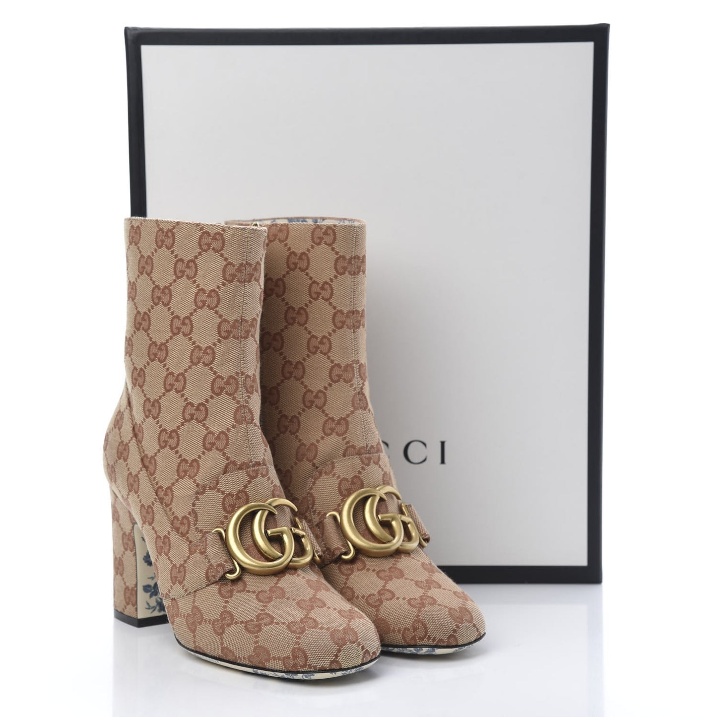 Monogram Malaga Kid GG Victoire 95mm Ankle Boots 37.5 Beige Ruggine Rust