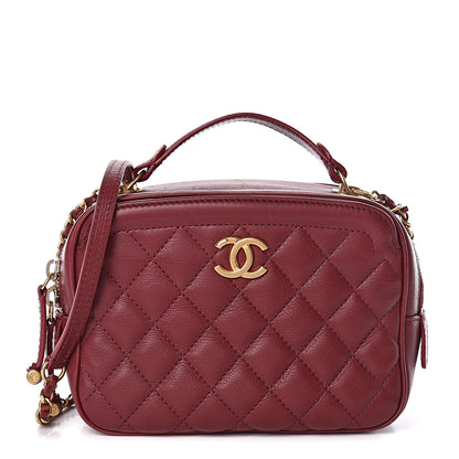 Chanel Calfskin Quilted CC Small Vanity Case Dark Red 1 of 12