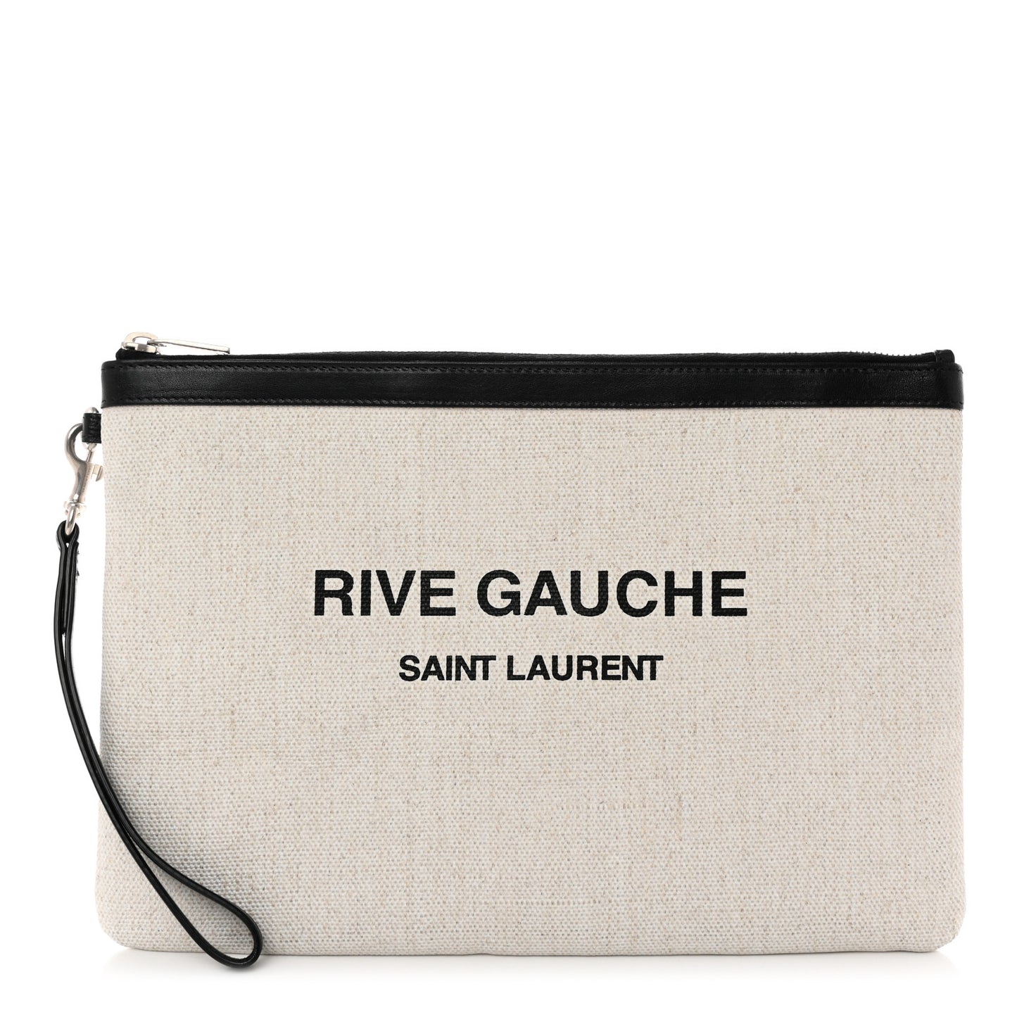 Linen Canvas Rive Gouche Zipped Pouch Optic White