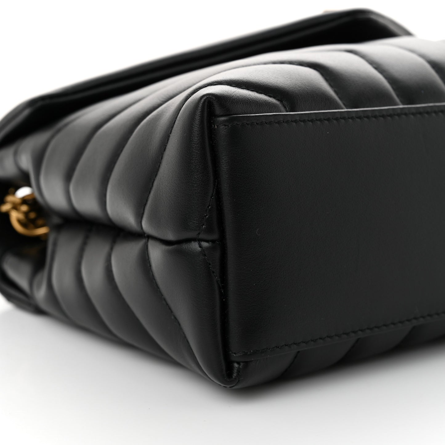 Calfskin Y Quilted Monogram Small Loulou Chain Satchel Black