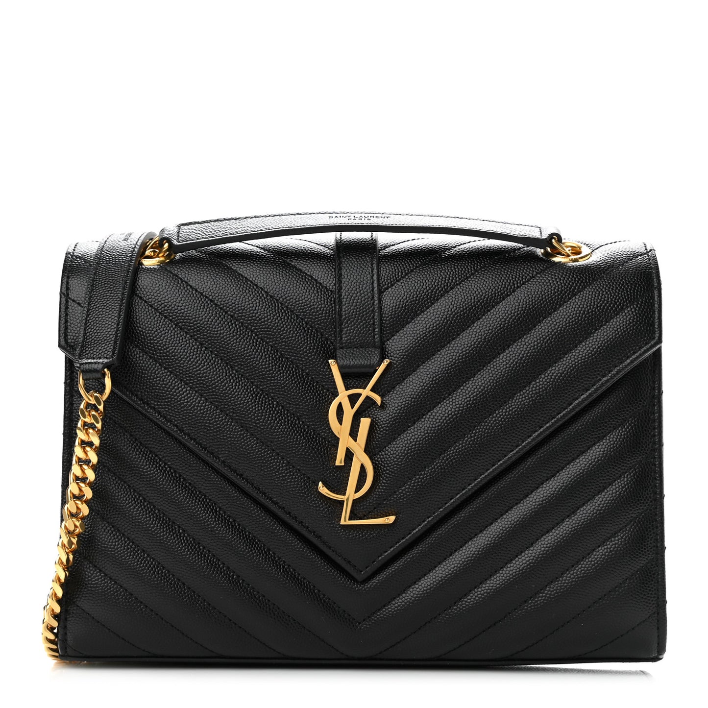 Grain De Poudre Matelasse Chevron Medium Monogram Satchel Black
