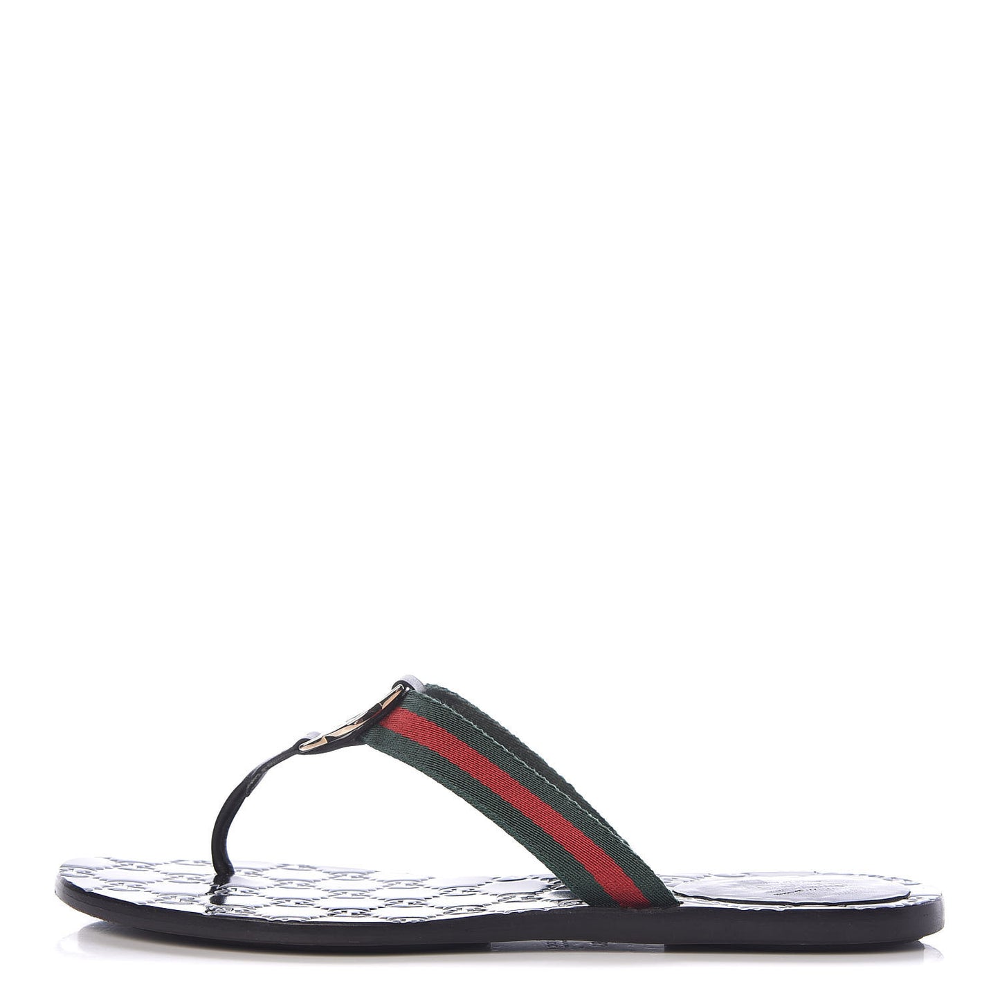 Nylon Guccissima Web Womens Thong Sandals 38.5 Green Red Black