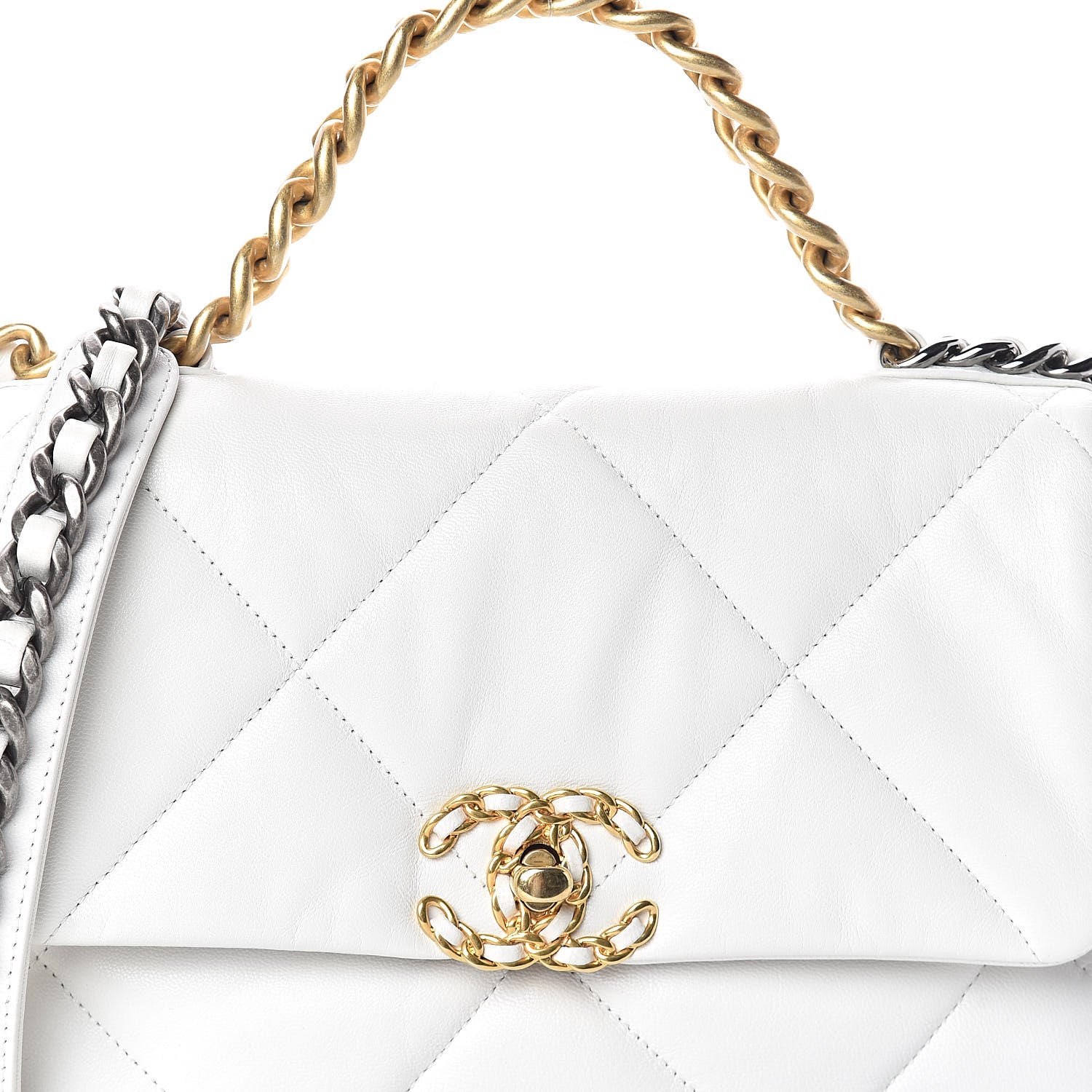 Chanel Lambskin Quilted Medium 19 Flap White 8 of 10