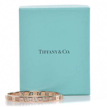 Tiffany 18K Rose Gold Diamond Atlas Pierced Hinged Bangle M 5 of 5