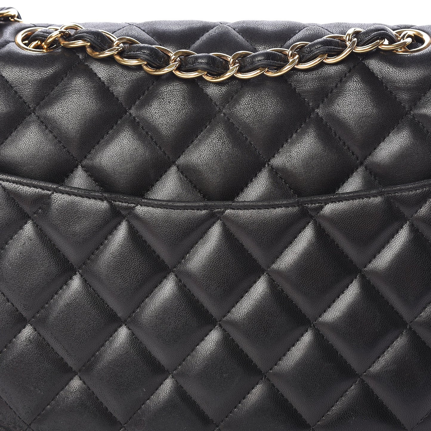 Lambskin Quilted Jumbo Single Flap Black