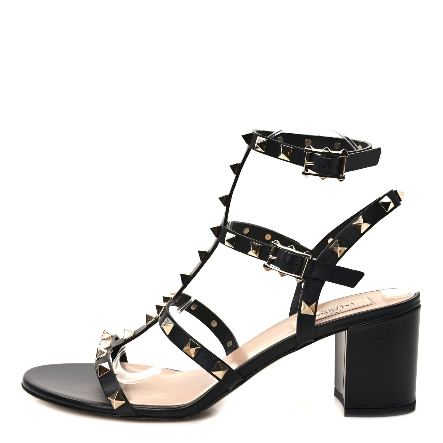 Calfskin Rockstud 60mm City Sandals 40 Black