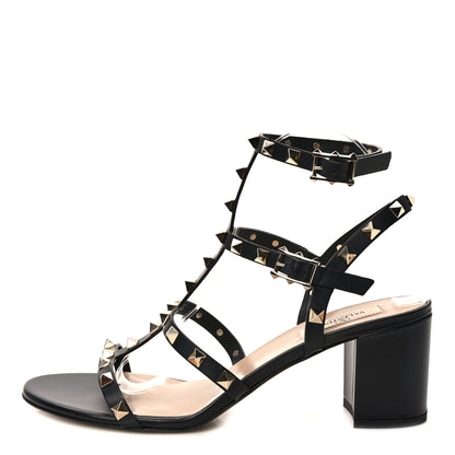 Valentino Garavani Calfskin Rockstud 60mm City Sandals 40 Black 1 of 7