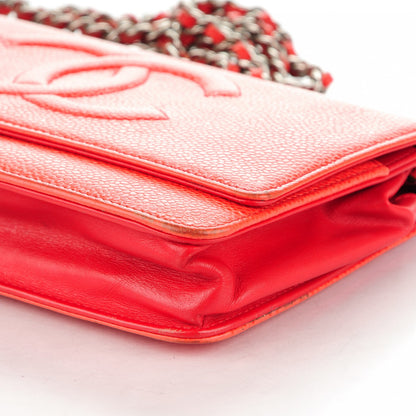 Chanel Caviar Timeless CC Wallet On Chain WOC Red 11 of 12