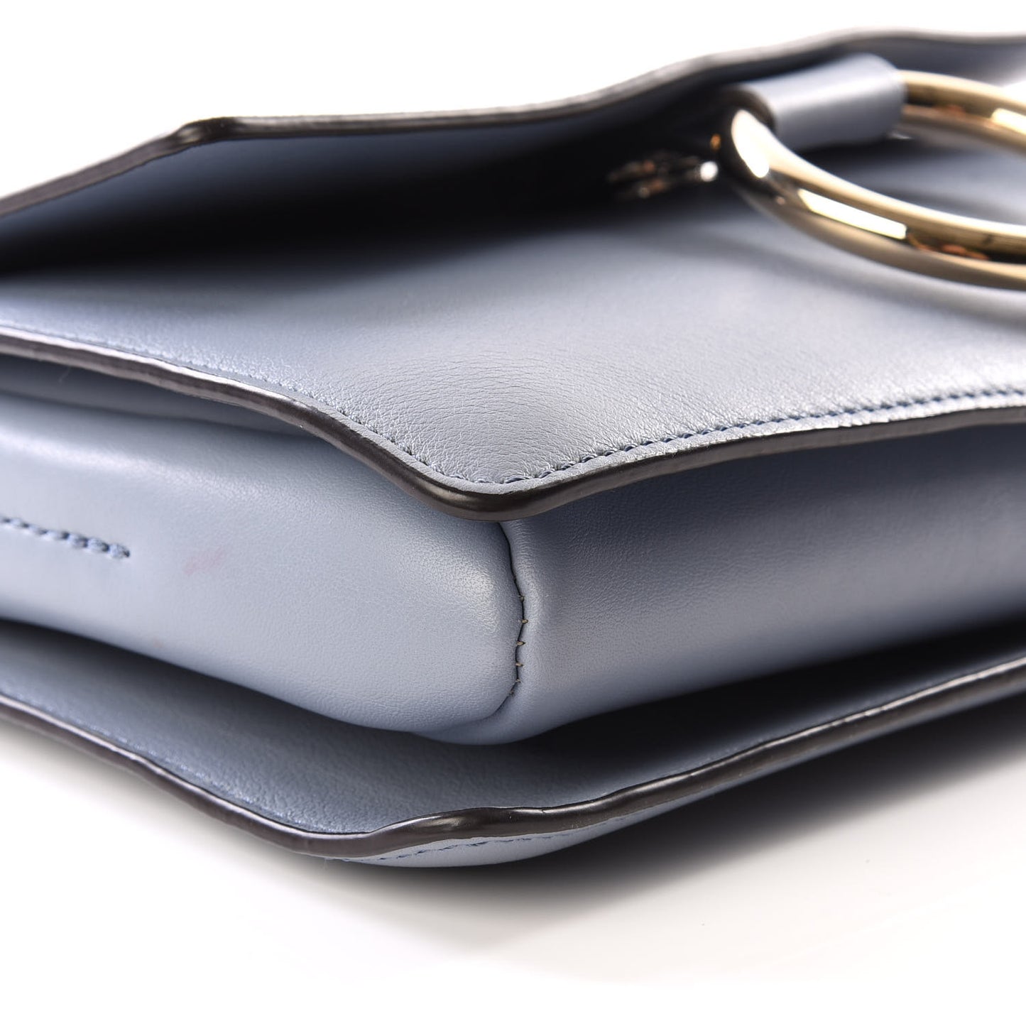 Suede Calfskin Small Faye Shoulder Bag Washed Blue