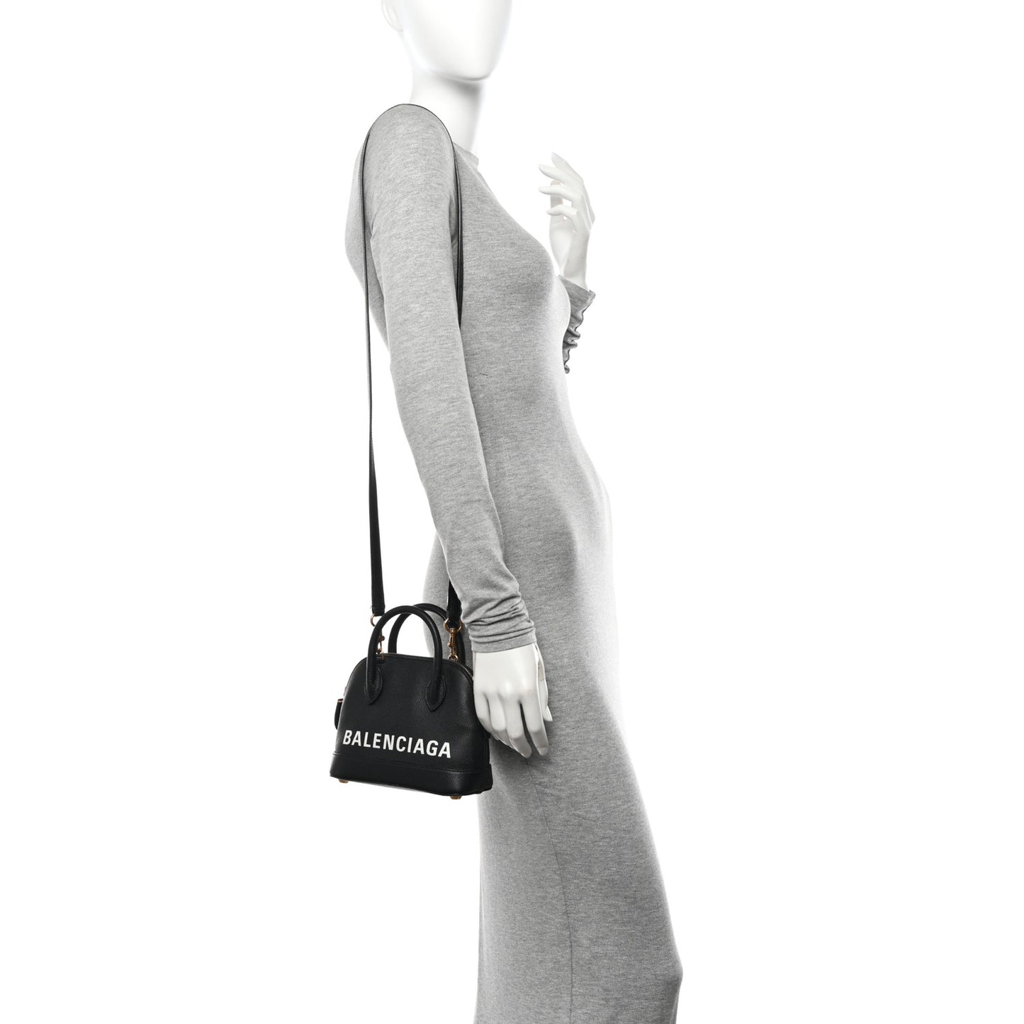 Signature Grained Calfskin XXS Ville Top Handle Bag Black White