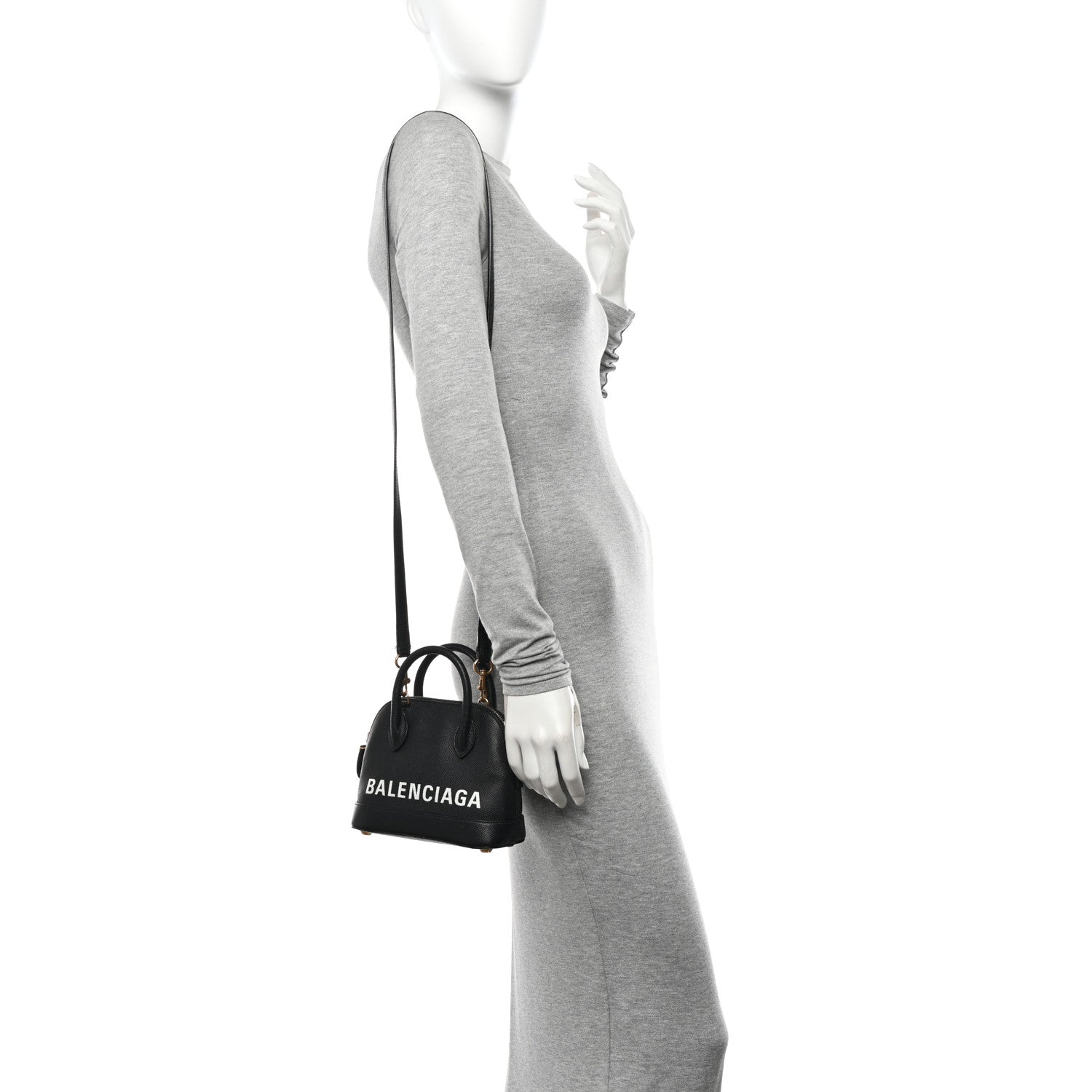 Balenciaga Signature Grained Calfskin XXS Ville Top Handle Bag Black White 2 of 12