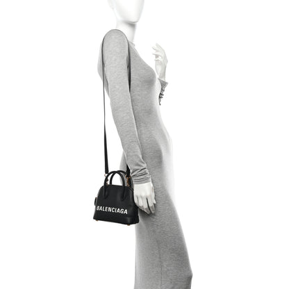 Balenciaga Signature Grained Calfskin XXS Ville Top Handle Bag Black White 2 of 12