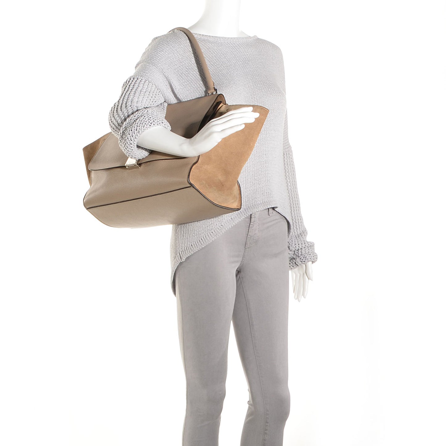 Calfskin and Suede Large Trapeze Dune