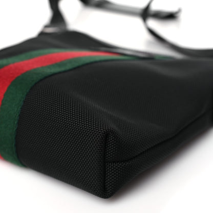 Gucci Techno Canvas Selleria Calfskin Web Small Flat Messenger Bag Black 9 of 9
