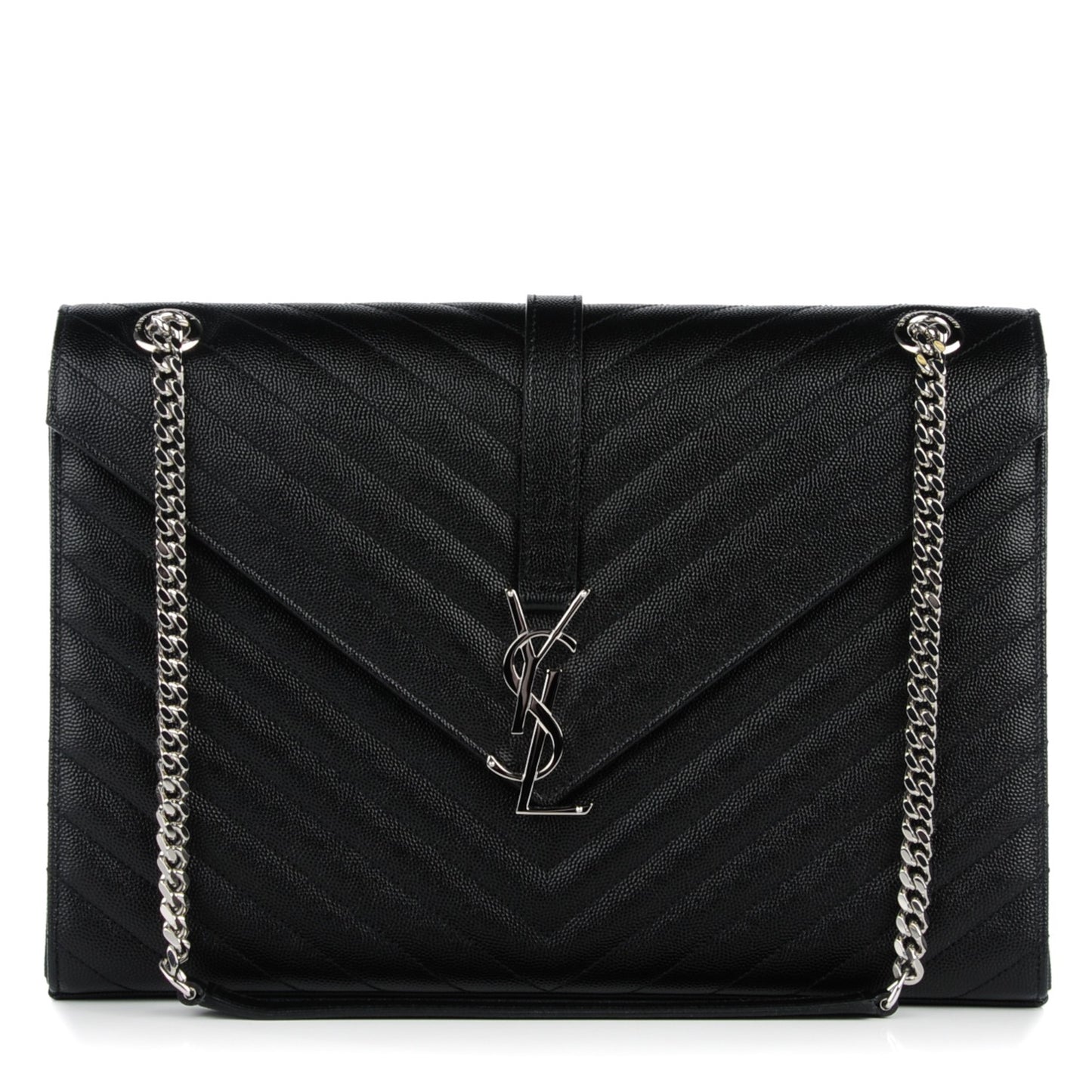 Grain De Poudre Matelasse Chevron Large Monogram Satchel Black