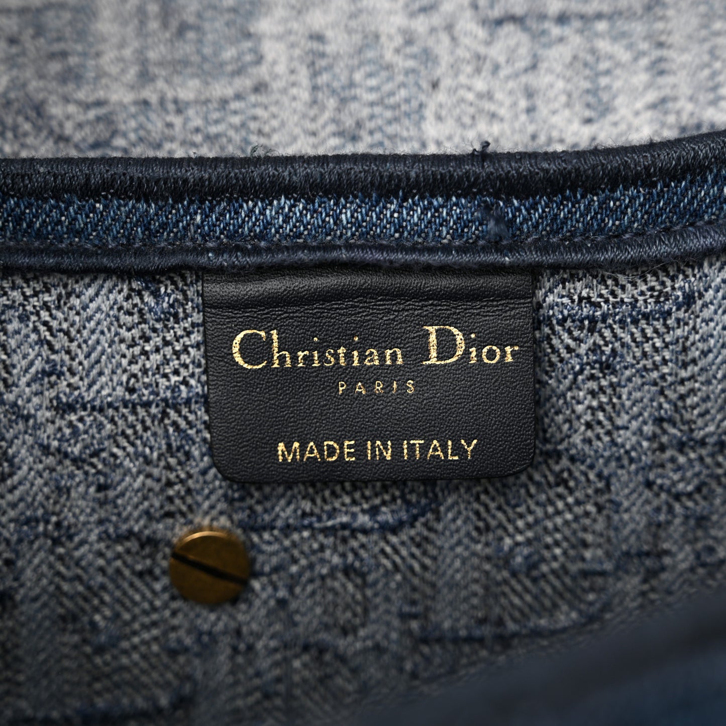 Oblique Embroidered Saddle Bag Denim Blue