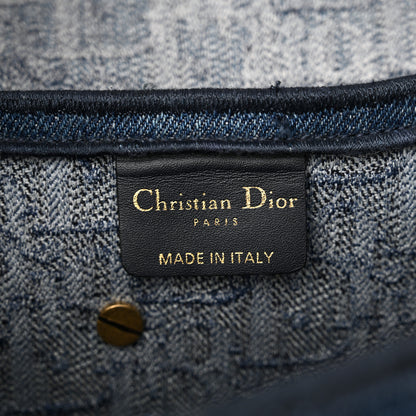 Christian Dior Oblique Embroidered Saddle Bag Denim Blue 6 of 18