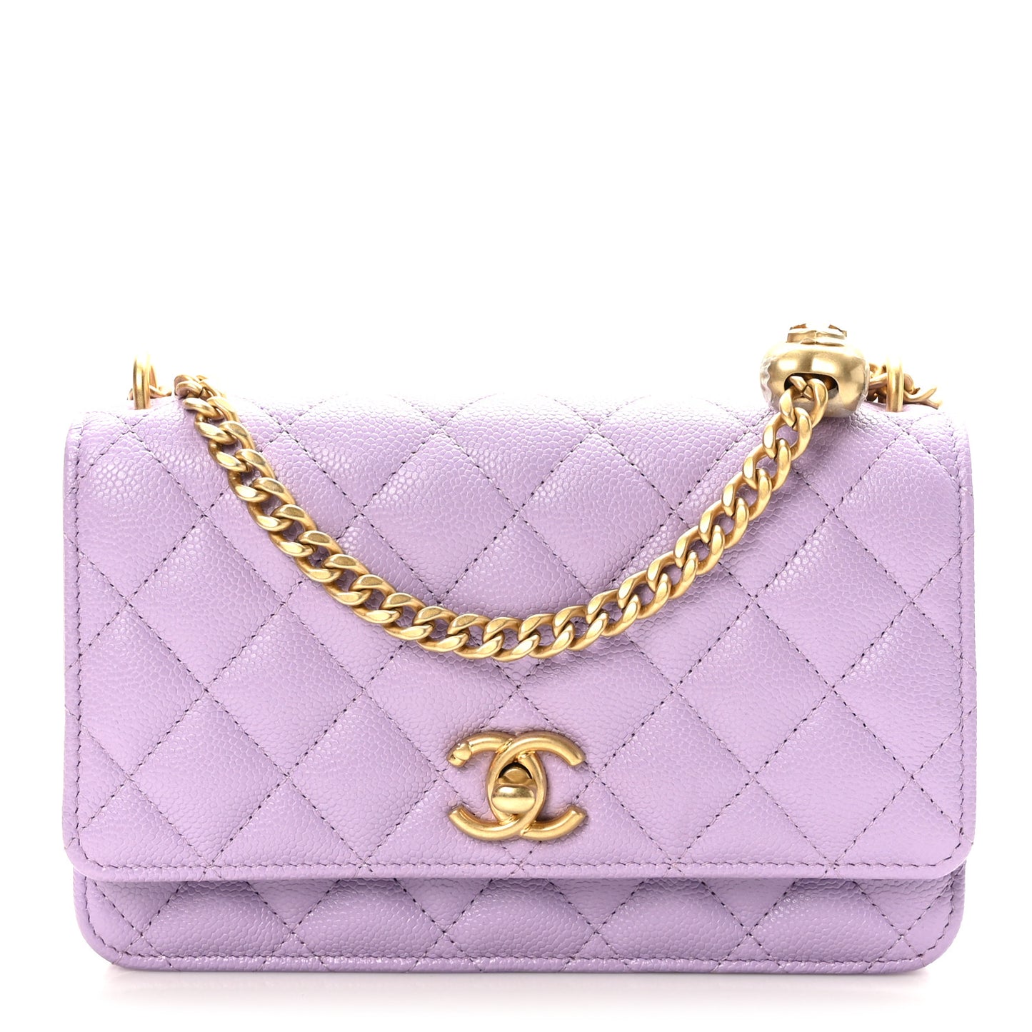 Caviar Quilted Sweetheart Wallet On Chain WOC Light Purple