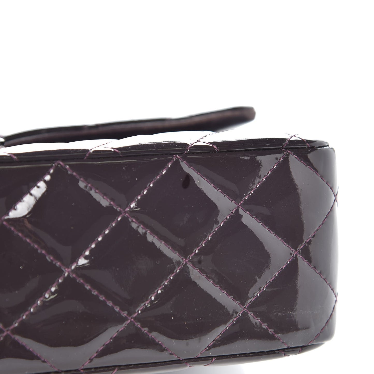 Patent Quilted Medium Double Flap Purple