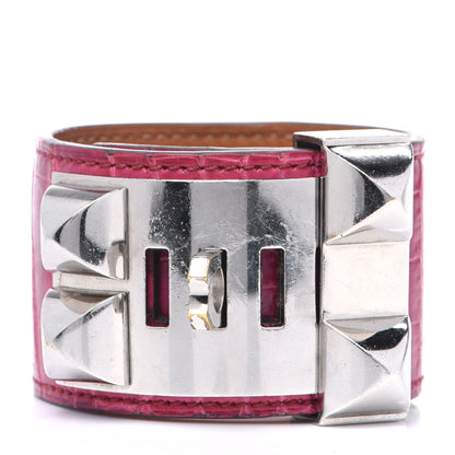 Hermes Shiny Alligator Collier De Chien CDC Bracelet S Fuchsia 4 of 8