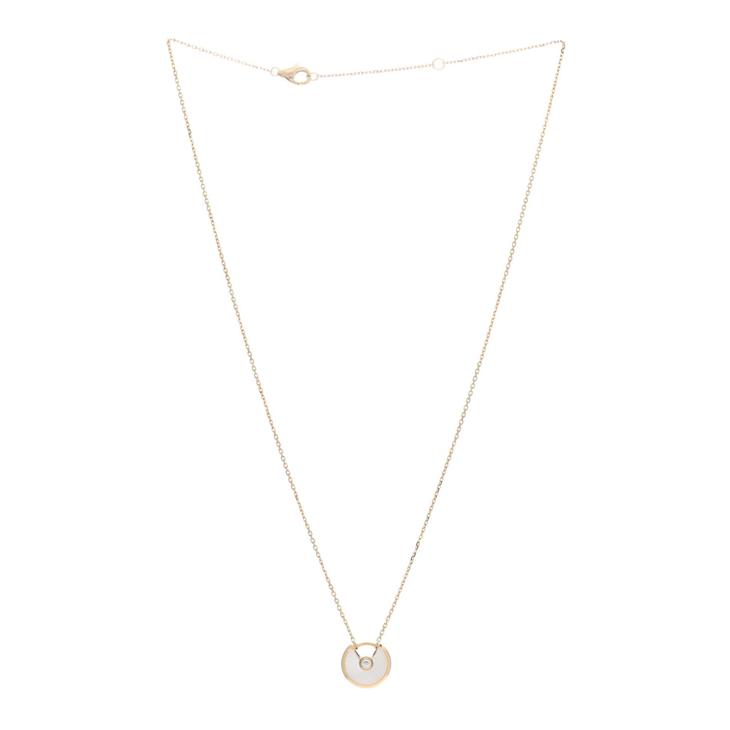 18K Yellow Gold Diamond Mother of Pearl XS Amulette de Cartier Pendant Necklace