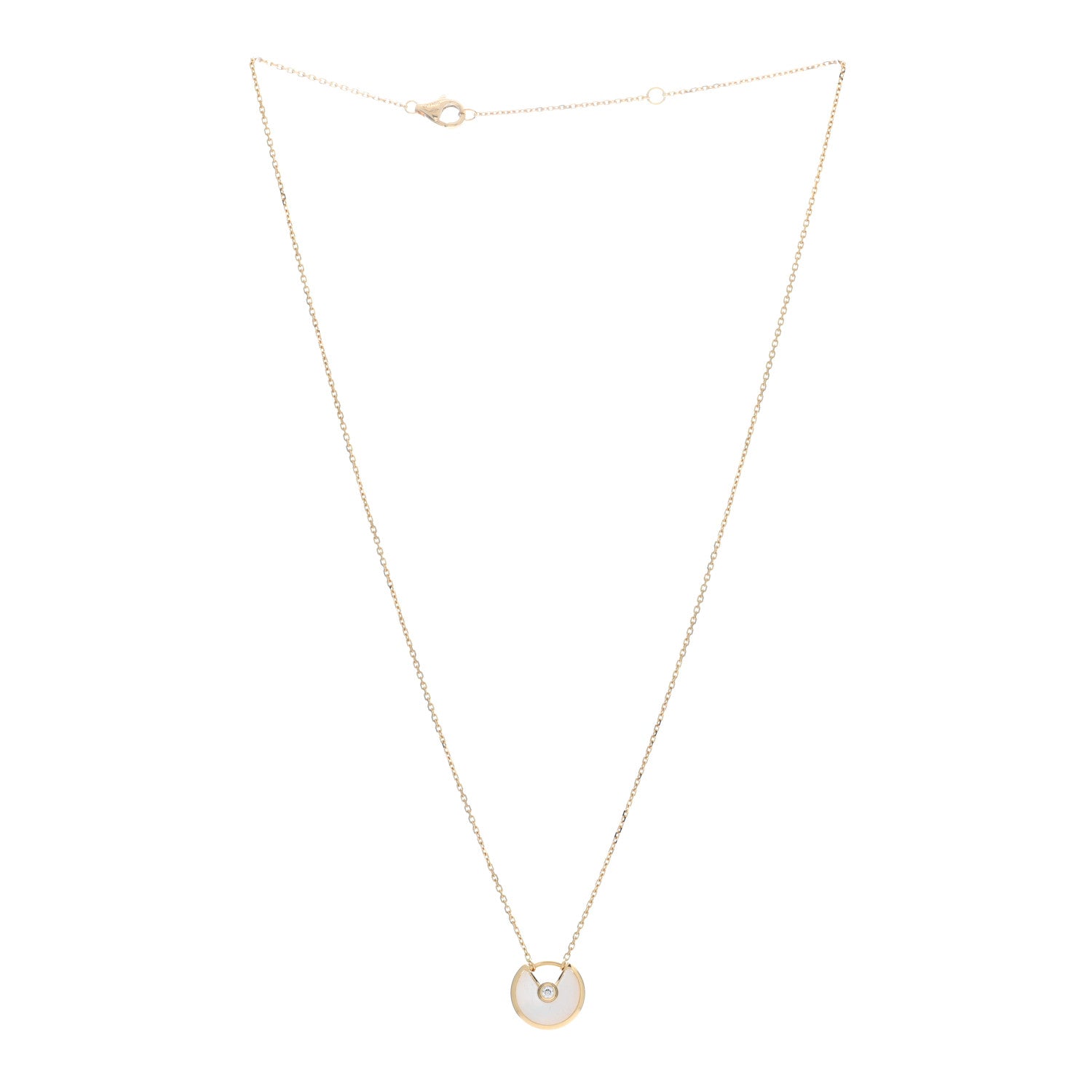 Cartier 18K Yellow Gold Diamond Mother of Pearl XS Amulette de Cartier Pendant Necklace 2 of 5