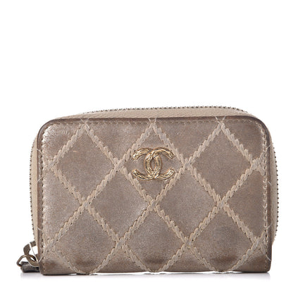 Chanel Metallic Lambskin Stitch Zip Coin Purse Gold 1 of 8