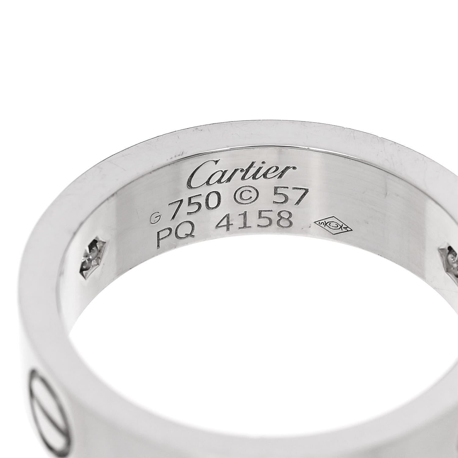 Cartier 18K White Gold 3 Diamond 5.5mm LOVE Ring 57 8 4 of 4